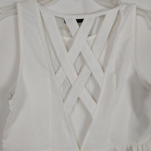 Doe & Rae Lattice Back Tank Top Women's Size Small NWT White.Armpit to armpit 1 - Picture 8 of 9